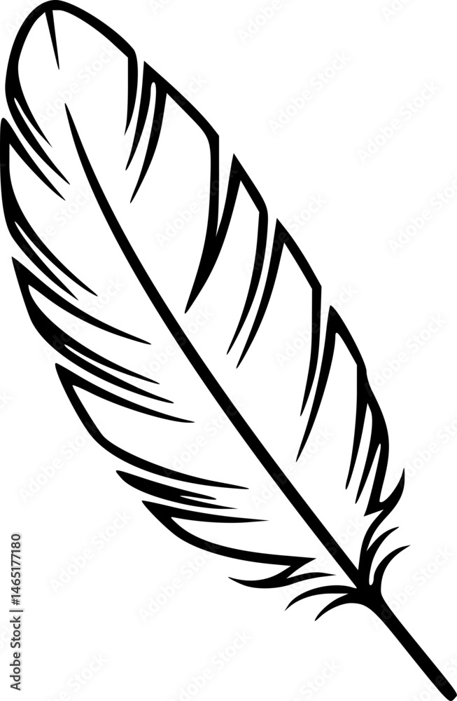 Obraz premium Minimal Feather Outline Icon