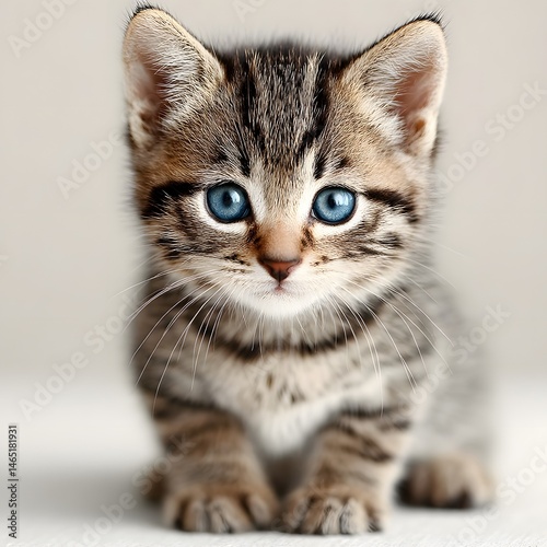 Sweet Gaze: A captivating close-up of an adorable kitten with striking blue eyes, exuding an aura of innocence, warmth, and irresistible charm.