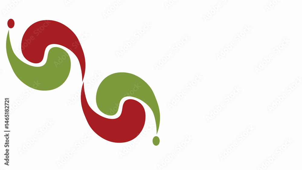 Abstract circular swirl vector in red and green over white background, playful graphic element ideal for branding, packaging, or festive creative visual content Abstract circular swirl vector in red and green over white background, playful graphic element ideal for branding, packaging, or festive creative visual content