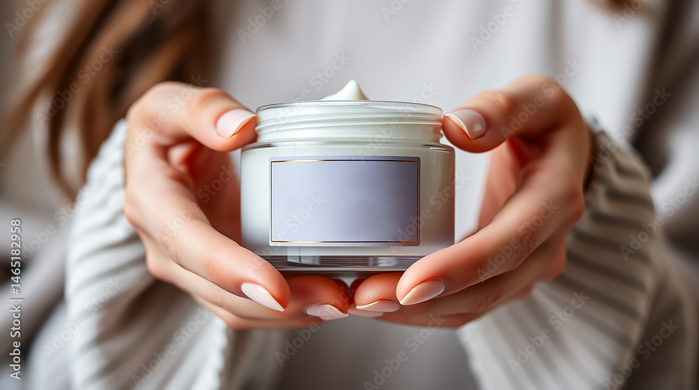 Hands Holding a Cream Jar Representing Skincare and Beauty Concepts