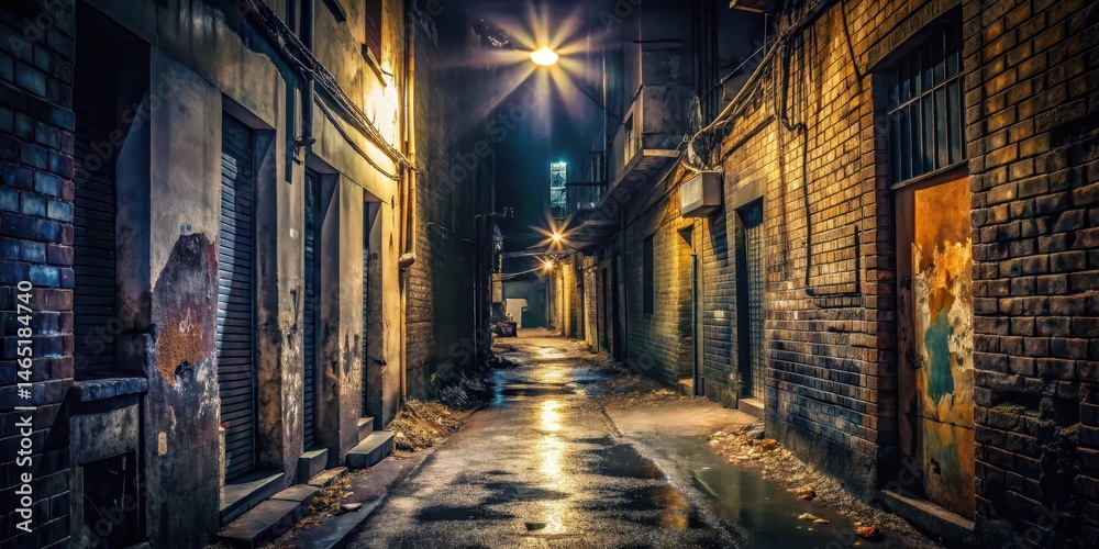 Fototapeta premium Abandoned alleyway in the dark, abandoned, neglect, abandoned