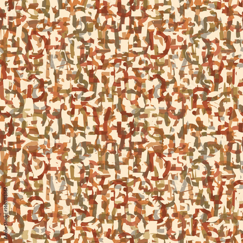 Abstract vector seamless background pattern with simple, thick font, consisting of geometric shapes on the theme of paleontology. Fabric, ceramic tiles, wallpaper, wrapping paper. No AI used.