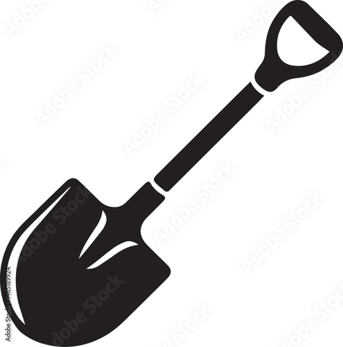 Shovel Silhouette Vector | Digging Tool, Garden Spade & Excavation Icon Black Vector