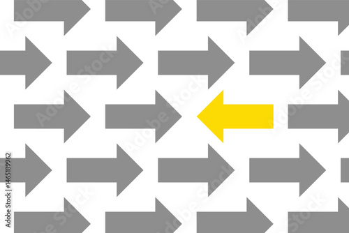 Yellow arrow pointing opposite on a transparent background