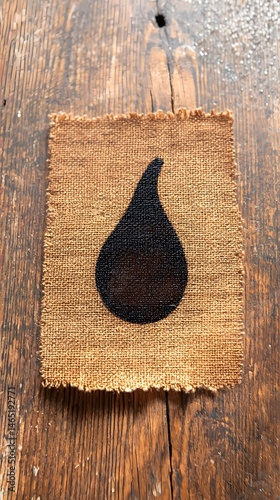 Stained Canvas Texture With Water Ring Marks on Wooden Background