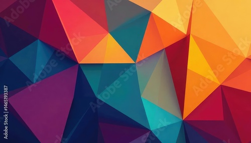 Abstract geometric shapes repeat endlessly, vibrant color palette, wallpaper, abstract, modern