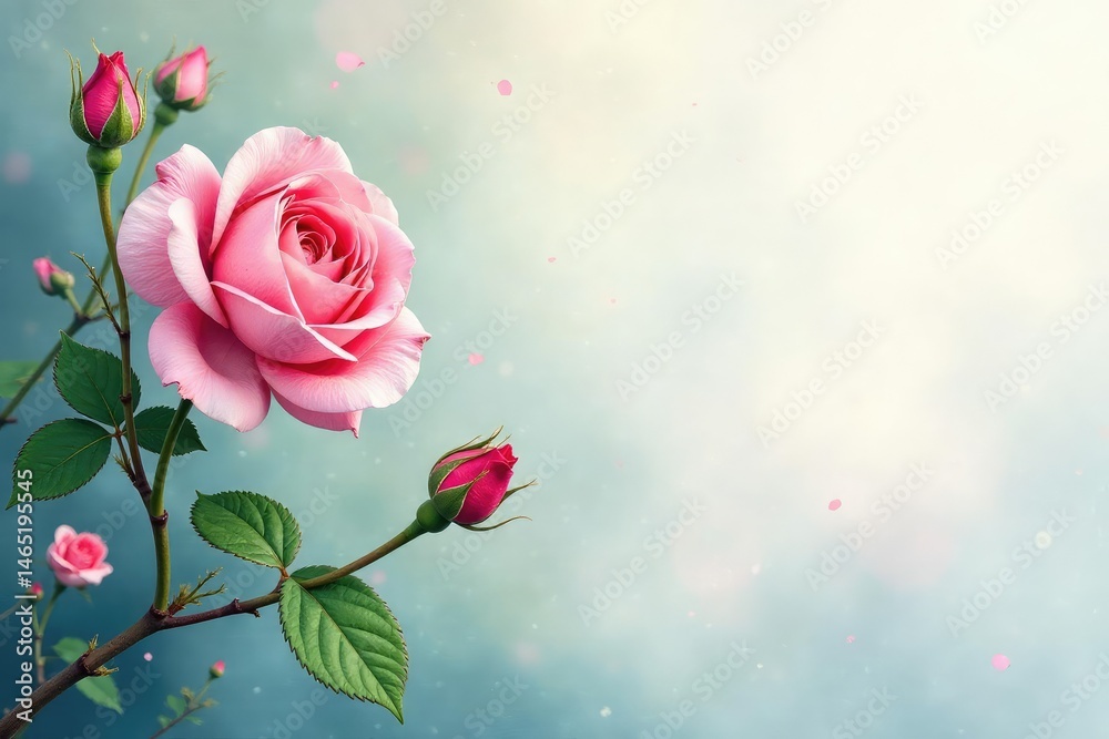 custom made wallpaper toronto digitalDelicate watercolor rose buds, climbing vines, summer, print, delicate