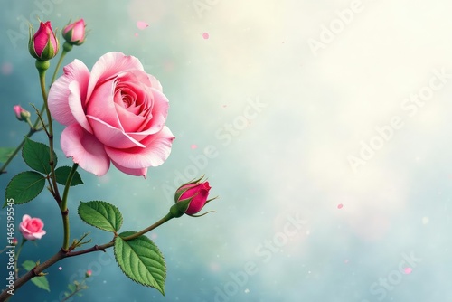 Wallpaper Mural Delicate watercolor rose buds, climbing vines, summer, print, delicate Torontodigital.ca