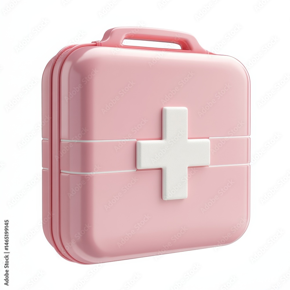 Obraz premium Pink first aid kit isolated on white background