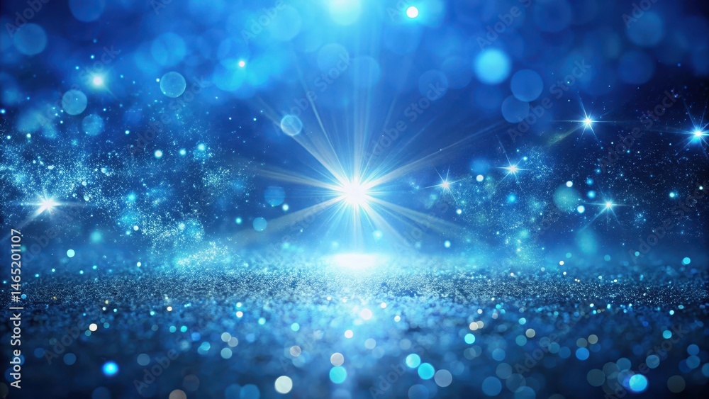 Obraz premium Glittering Blue Haze with Sparkling Particles, radiant light, shimmer, radiant light, shimmer