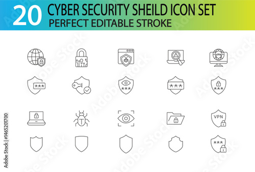 CYBER SECURITY SHEILD ICON SET