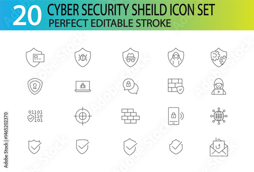 CYBER SECURITY SHEILD ICON SET