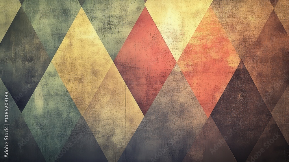Geometric pattern of distressed diamonds in muted colors Geometric pattern of distressed diamonds in muted colors