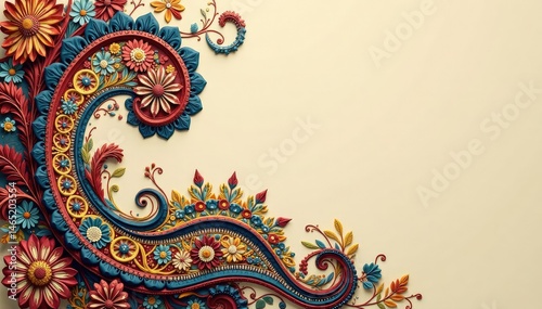 Bold, flowing paisley design in muted earth tones, paisley, natural