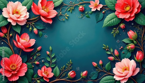 Bold blossoms and swirling vines in tapestry style, thread, luxury