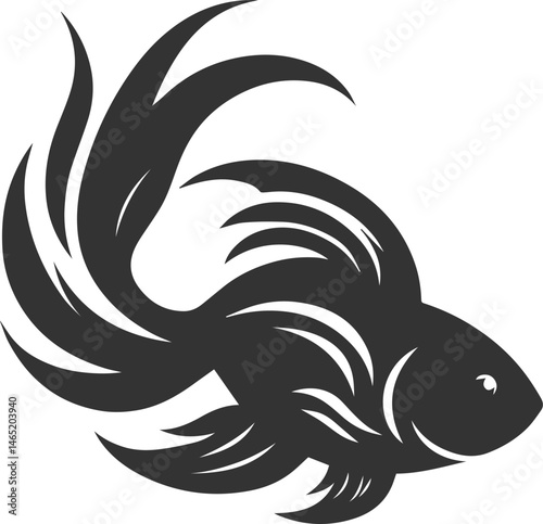 Goldfish black vector silhouette
