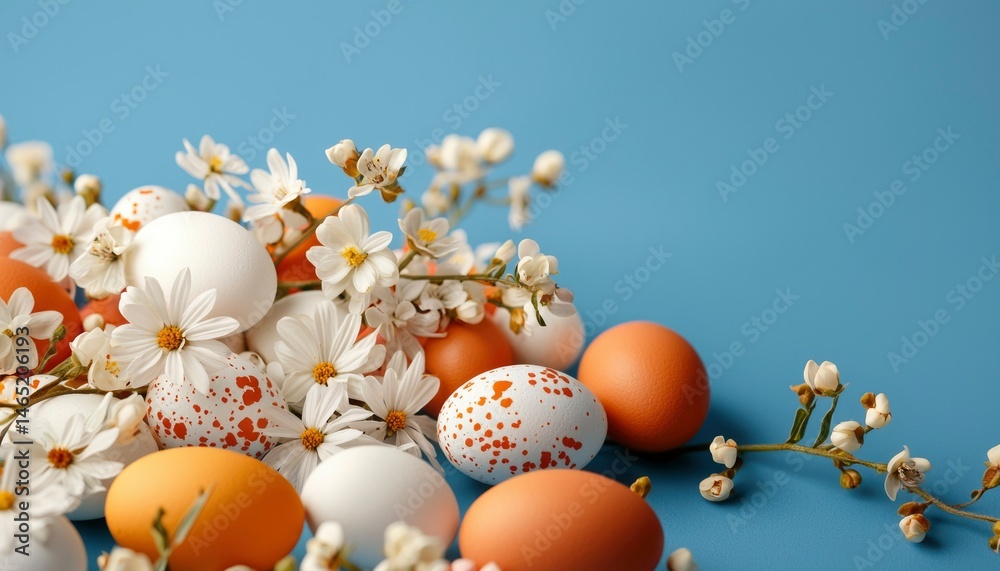 Obraz premium Easter eggs and flowers (1)