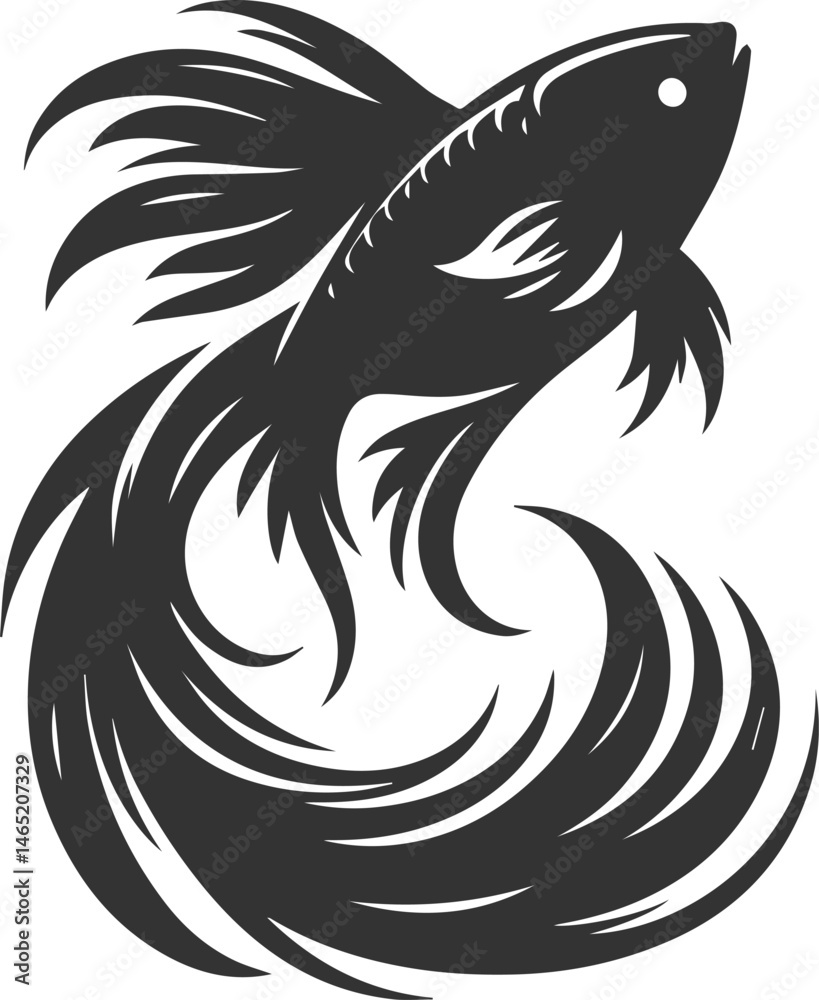 Fototapeta premium Goldfish black vector silhouette