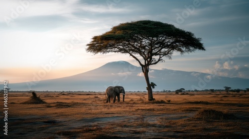 Wild african animal in sunset
