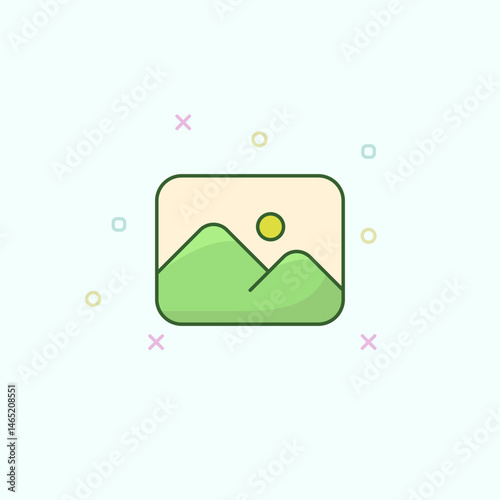 Minimal UI vector photo opener app icon for cute modern interface