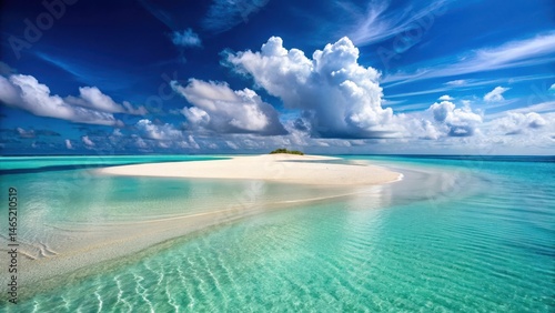 A serene beach with a majestic sandbar rising from the turquoise waters, inviting exploration and tranquility , waterfront