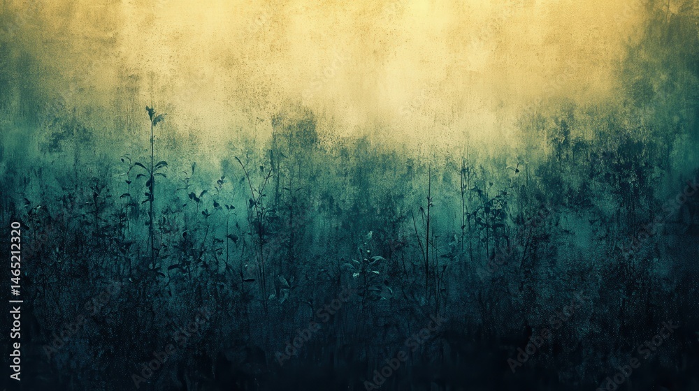 Obraz premium Misty, shadowy landscape with dark vegetation