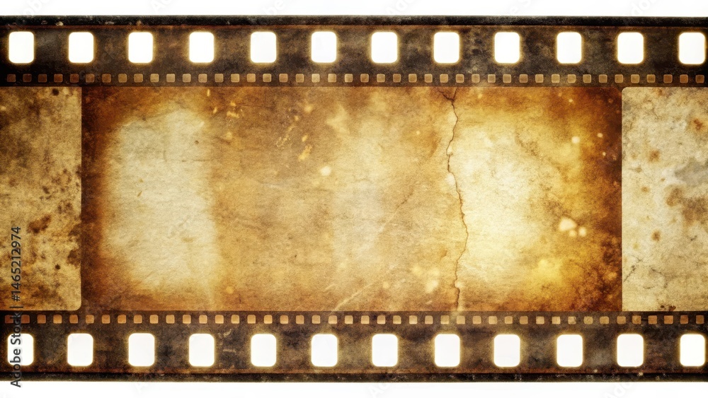 Film strip with aged celluloid film, dust accumulation and minor scratches Film strip with aged celluloid film, dust accumulation and minor scratches