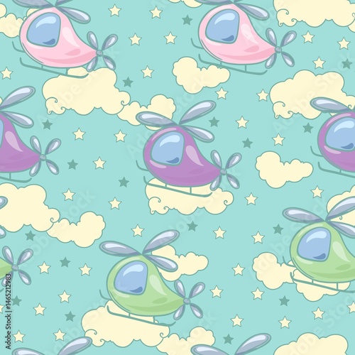 pastel color airplanes, and cloudy pattern design