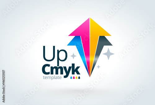 Up Cmyk Arrows actoins. Printing theme logo. Template design vector. White background