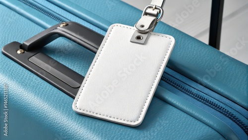 Close up of luggage with a tag attached mockup