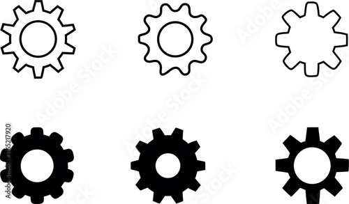 High Quality Gear Setting Icon Set Customizable Engineering Graphics