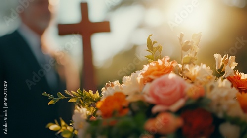 Memorial Service Honoring Loved Ones Cemetery Photography Serene Close-Up Remembrance