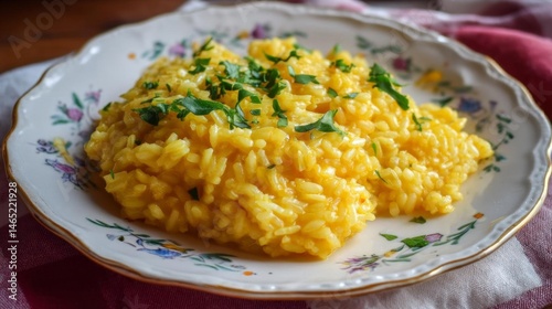 Savor the Rich Flavors of Saffron Parmesan Risotto Made With Tender Rice and Herbs