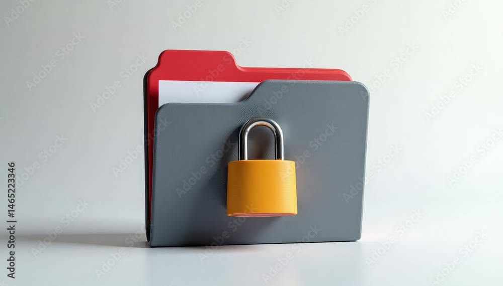 Naklejka premium Padlocked file folder on white, exclusive confidential data , information, locked folder, file security