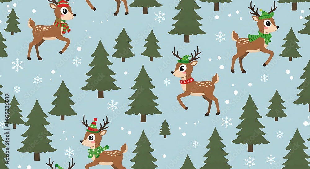 Fototapeta premium Winter's Reindeer Frolic
