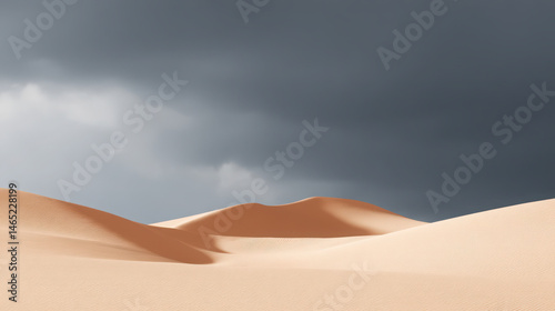 desert dune field in saudi arabia under dramatic storm clouds framed by natural curves