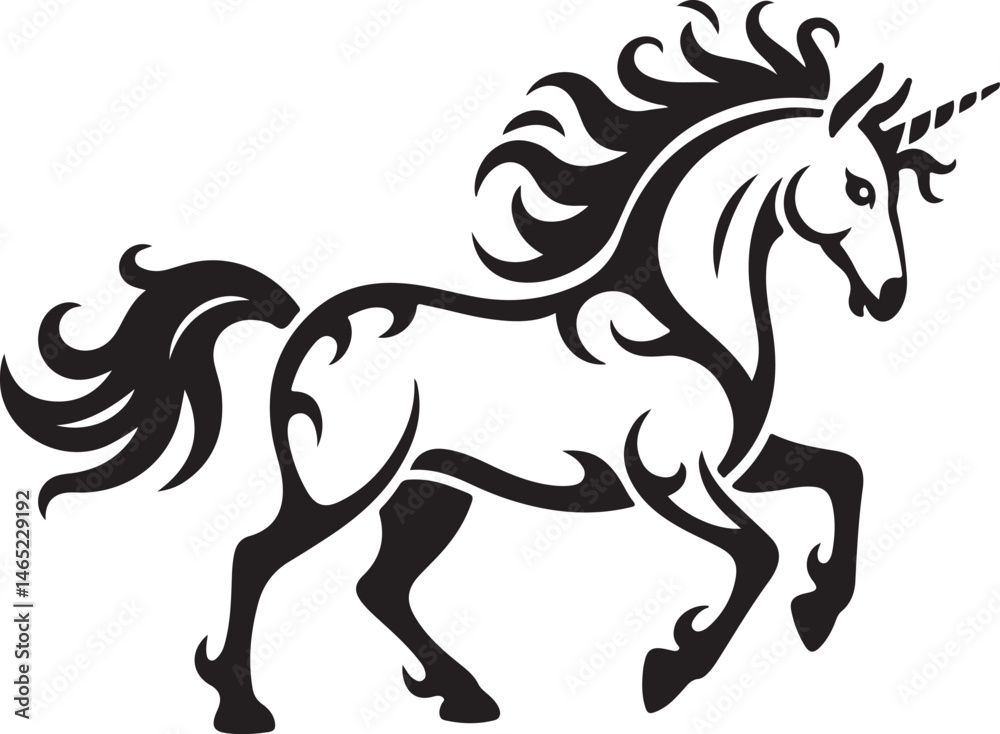 Fototapeta premium Horse SVG – Majestic Galloping Silhouette DesignRunning Horse Vector – Powerful Equine ClipartHorse Silhouette SVG – Perfect for Farm and Wild ThemesRearing Stallion Vector – Elegant Equestrian