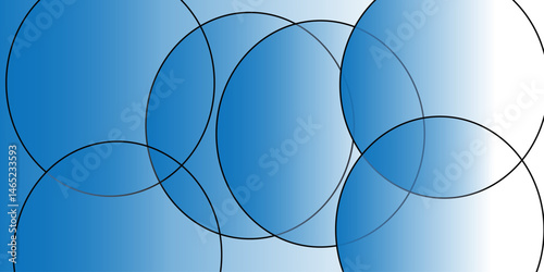 A contemporary design featuring overlapping translucent circles in corporate blue. Ideal for sleek banners, posters, and modern graphic designs.Defocused bokeh blur lights background.