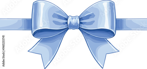 Watercolor blue ribbon bow, cute decorative design