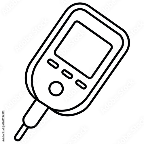 Diabetes testing tool in line art – blood glucose meter vector