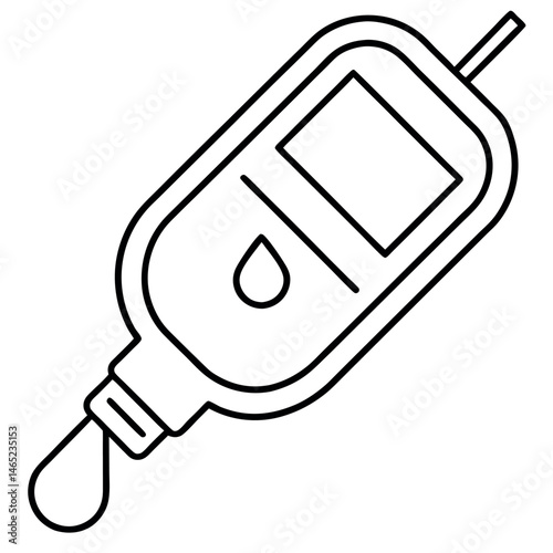 Line art of blood glucose meter – diabetes testing device vector