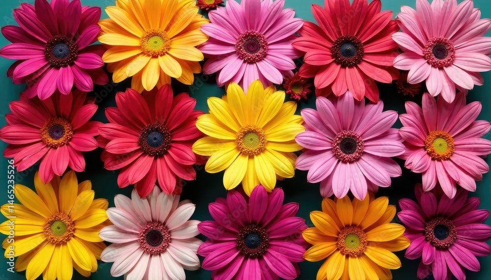 custom made wallpaper toronto digitalBold blooming flowers arranged in square grid formation , bright, print