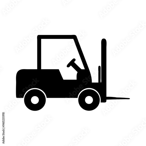Isolated forklift truck vector icon illustration, cargo lift, industrial vehicle, warehouse equipment, machinery