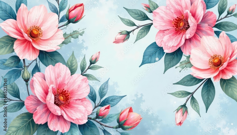 Fototapeta premium Delicate watercolor floral pattern, perfect for spring , elegant, greeting