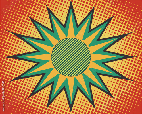 Vibrant Pop Art Starburst. Retro Comic Book Explosion Graphic Design