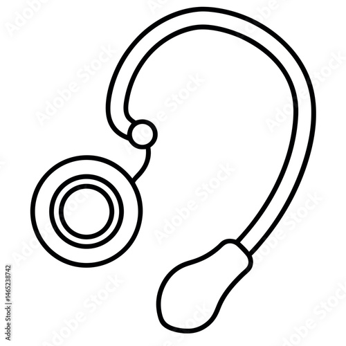 Assistive hearing device vector – minimalist line drawing