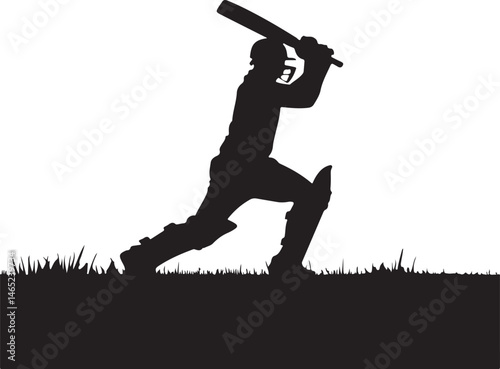 Silhouette of a Cricket Batsman in Action