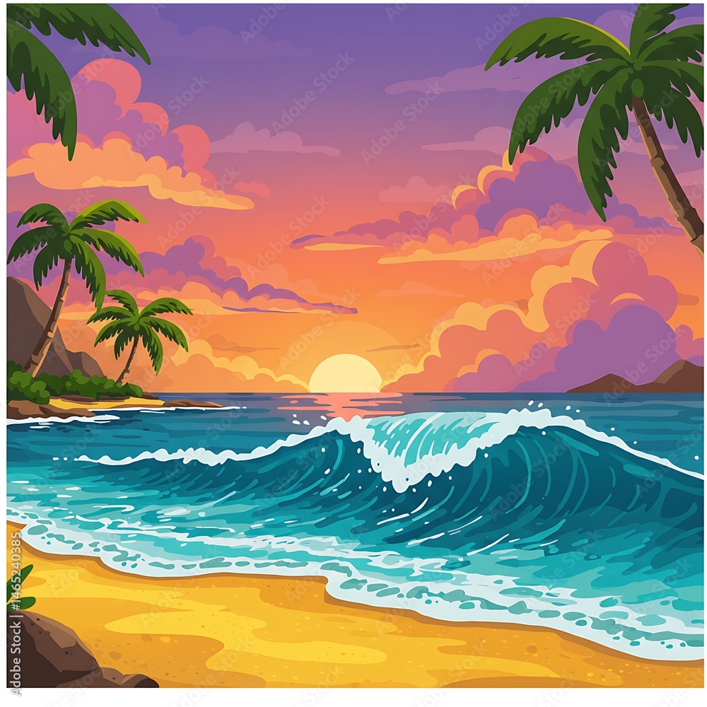 Obraz premium Sunset Shores Serenade