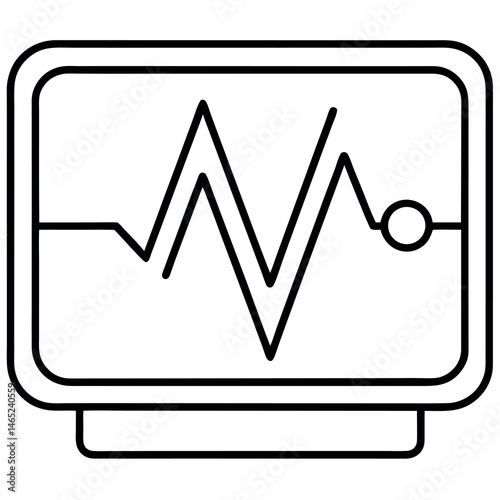 Vital sign tracking monitor – thin line art cardiology equipment