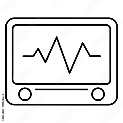 Cardiac health monitor in line art – heart rate vector icon
